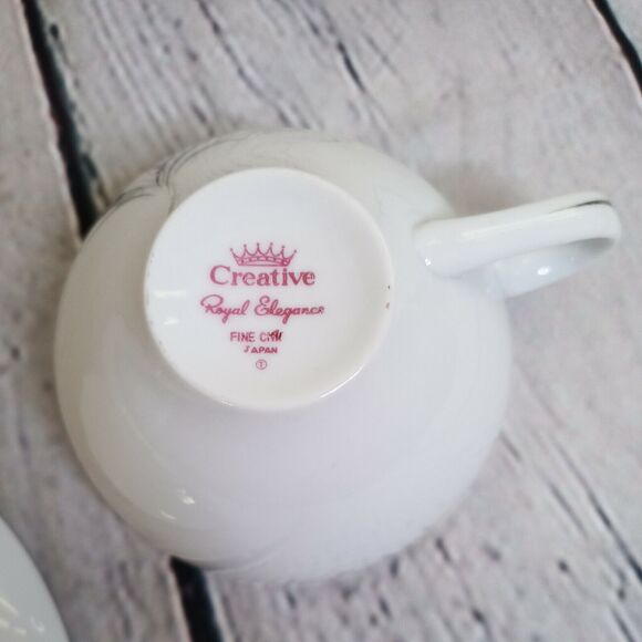 Creative Fine China Royal Elegance Teacup & Saucer Set of 3 - Picture 7 of 10